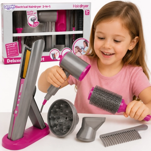 Woopie Kinderfriseurset mit Föhn und Glätteisen