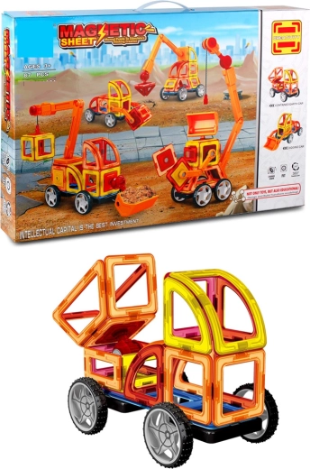 Magnetischer Bausatz mit Baufahrzeugen, 87 Teile