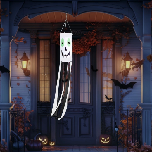 Halloween-Windspiel-Geist weiß 122 cm
