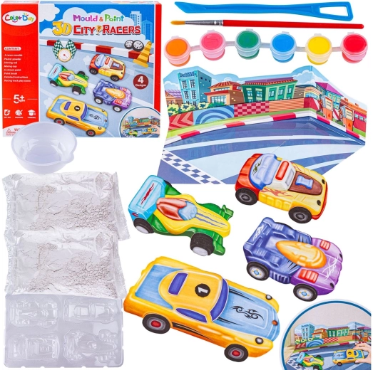 Color Day Kreativ-Set zum Gießen und Bemalen von 3D-Rennwagen City Racers