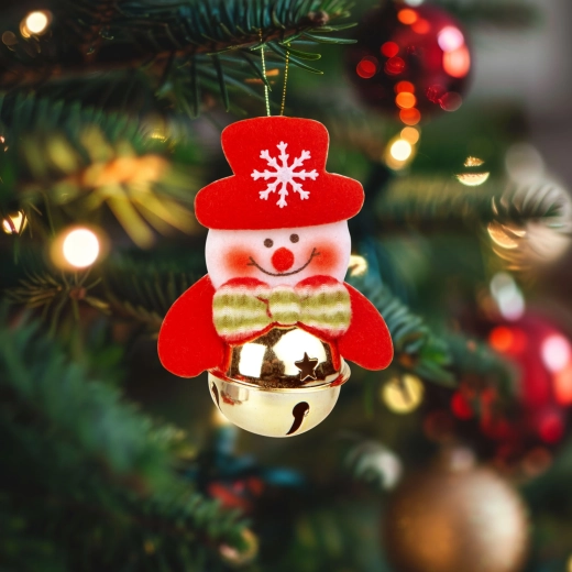 Weihnachtsbaumschmuck Schneemann mit Glöckchen