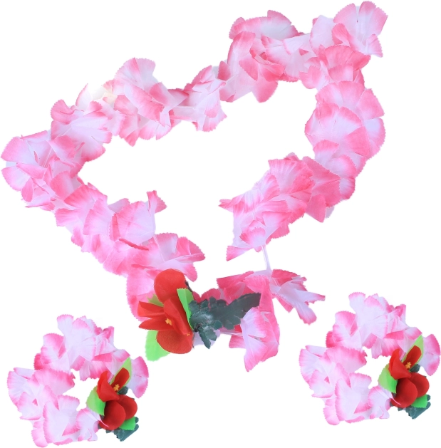 Rosa Hawaii-Set – Halskette und Armbänder