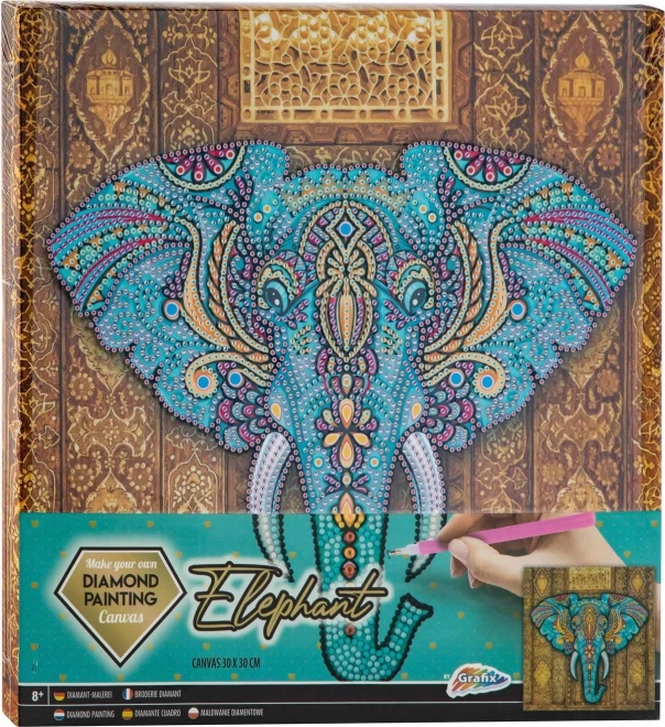 Diamantmalerei auf Rahmen Elefant 30 × 30 cm