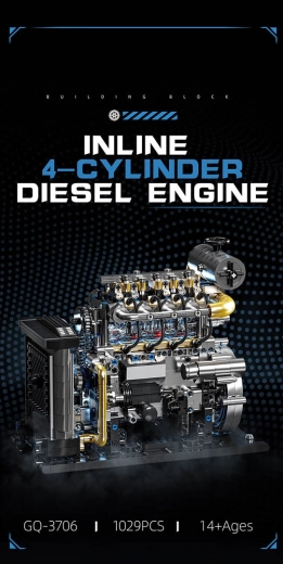 Konstruktionsbausatz eines Vierzylinder-Dieselmotors mit 1029 Teilen