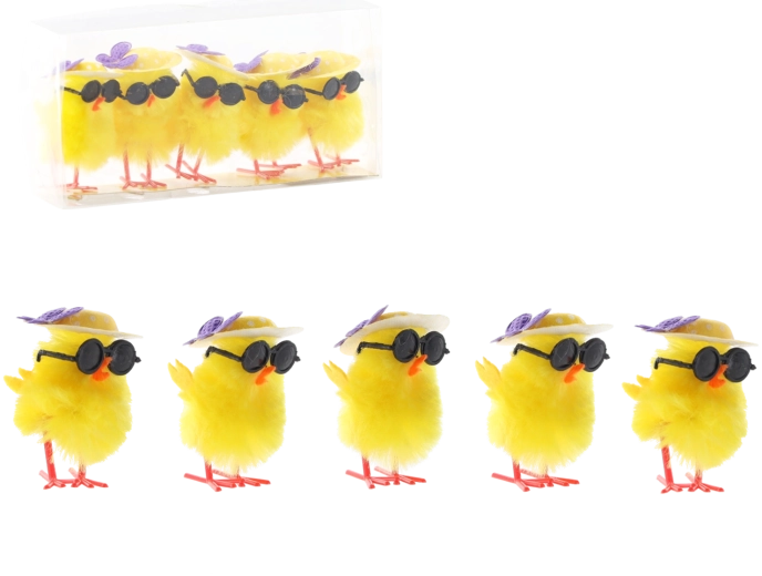 Osterdekoration Küken mit Sonnenbrillen – Set mit 5 Stück