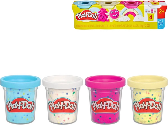Play-Doh Knete mit Konfetti, 4 Becher – 4 Stück