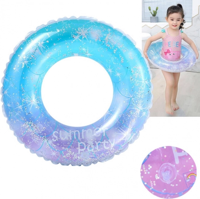 Aufblasbarer Kinder-Schwimmring mit glitzerndem Konfetti 80 cm