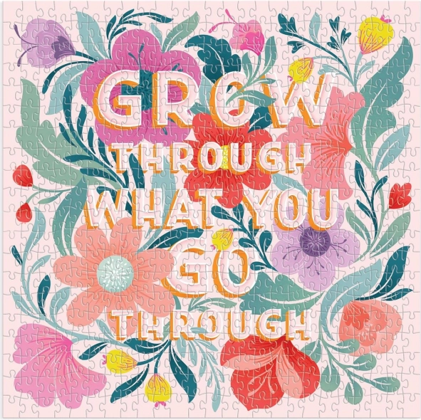 Quadratisches Puzzle Galison „Grow Through What You Go Through“ – 500 Teile
