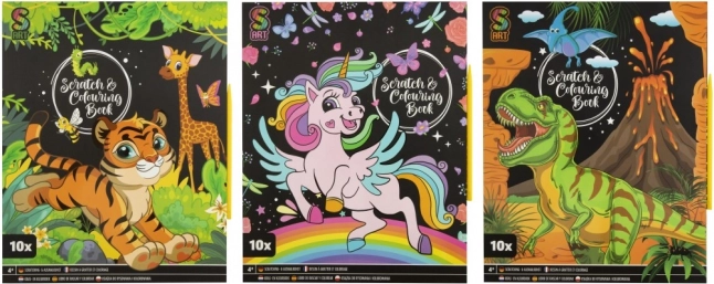 Kratz- und Mal-Set für Kinder – 10 Bögen mit Kunststoffstift