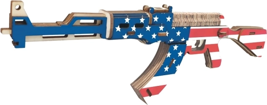 Holz 3D Puzzle Maschinengewehr AK47 Amerikanische Flagge