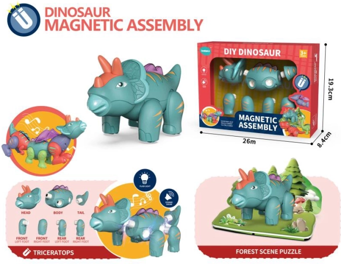 Magnetischer Dinosaurier Triceratops mit Licht und Sound