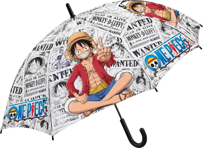 Automatischer Kinderregenschirm One Piece mit Luffy-Motiv, 48,5 cm, schwarz