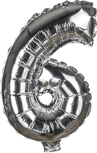 Folienballon Zahl 6, 30 cm – MY PARTY