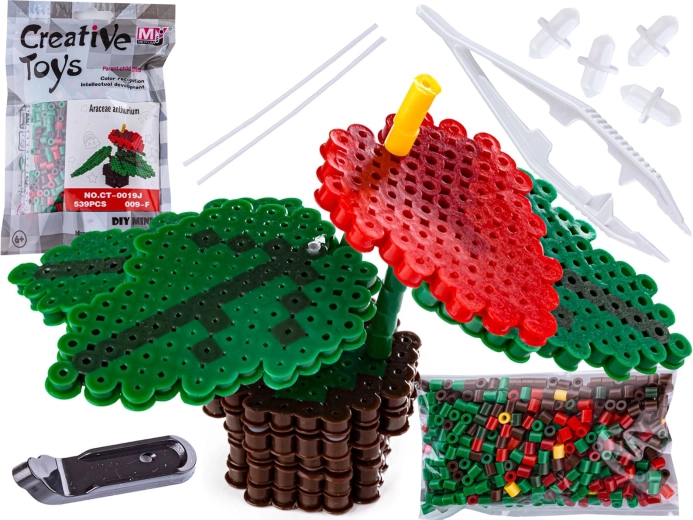 3D-Bügelperlen – Schablone Blume Anthurie (im Beutel)