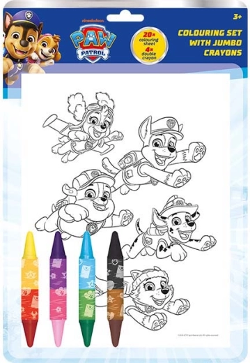 Ausmalset Paw Patrol mit beidseitigen Wachsmalstiften