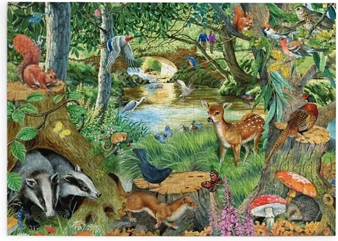 HOP Puzzle Waldtiere am Fluss, 500 große Teile