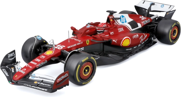 Bburago Ferrari SF-25 2025 F1 Modell Charles Leclerc 1:18 mit Helm
