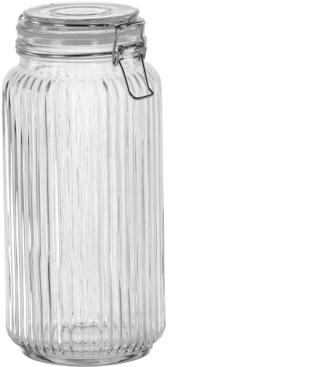Glas-Vorratsdose mit hermetischem Verschluss, geriffelt 2 l