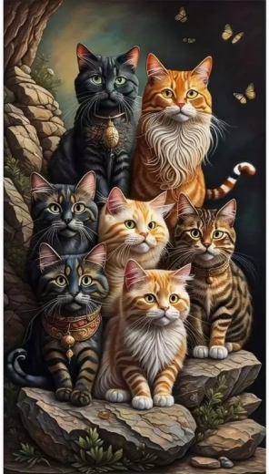 Norimpex Diamantmalerei Katzenfamilie 30 × 40 cm
