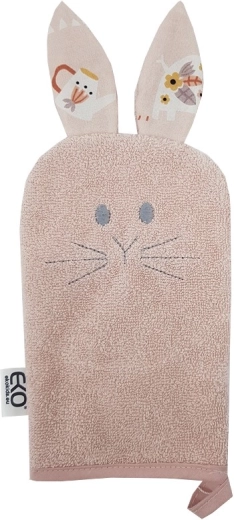 EKO Baumwoll-Waschlappen mit Öhrchen Bunny, rosé pink, 20 × 15 cm