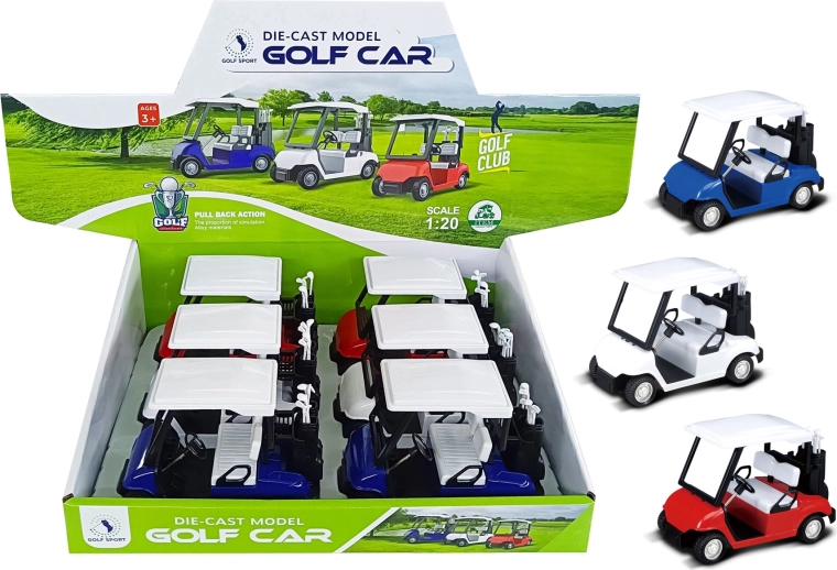 Metallmodell eines Golfwagens 1:20 mit Rückziehmotor (Farbmix)