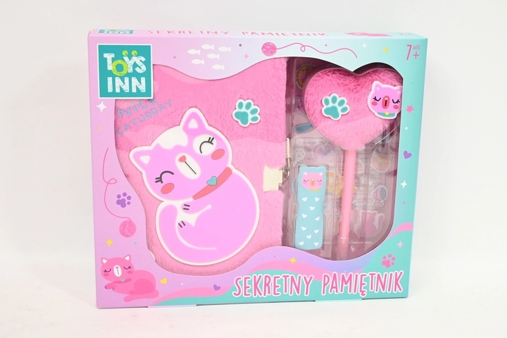 Stnux Plüsch-Tagebuch rosa Katze mit Kugelschreiber – 1 Stück