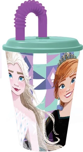 Becher mit Trinkhalm Die Eiskönigin 430 ml Kunststoff