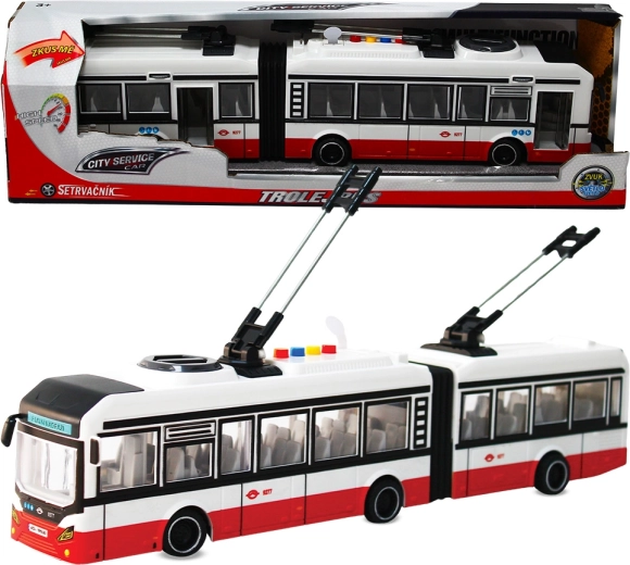 Städtischer Gelenk-Oberleitungsbus 1:16 mit Schwungrad und Sound – rot