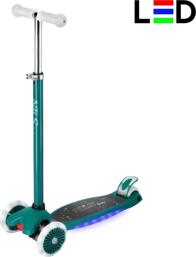 Kinder-Dreirad-Roller mit LED NILS Fun HLB1310 – grün