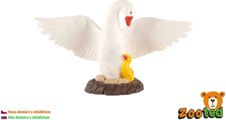 Figur einer Hausgans mit Küken