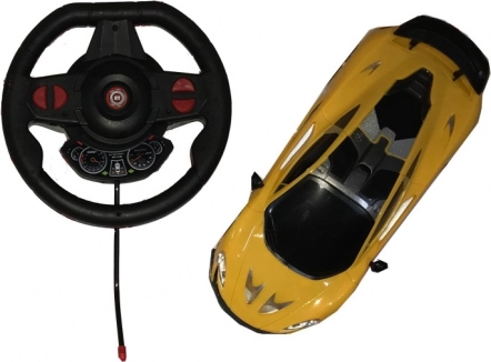 RC-Auto 1:16 mit Lenkradsteuerung, Licht und Sound (27 MHz, 20 km/h)