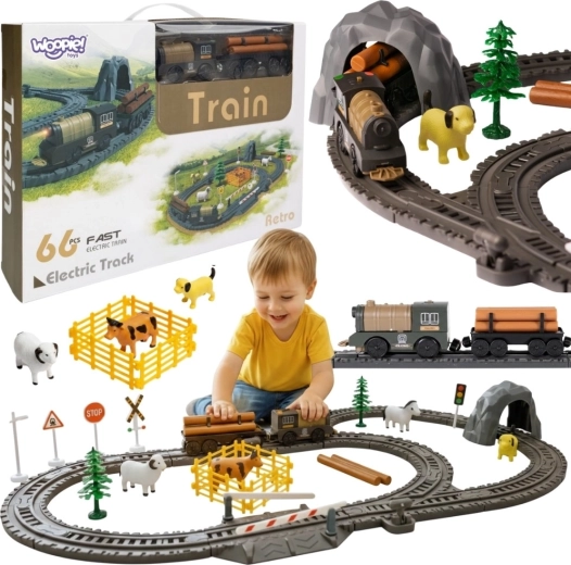 WOOPIE Elektrische Eisenbahn Retro-Bauernhof XL, 66 Teile