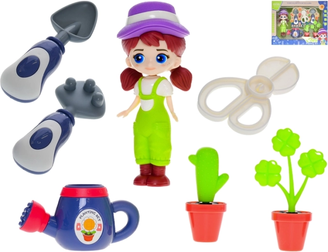 Gärtnerpuppe 15 cm mit Zubehör