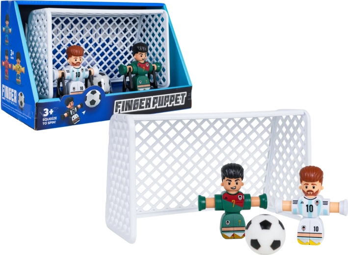 Fußballset mit zwei Spielern, Ball und Tor