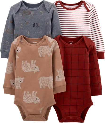 Carter’s Body mit langen Ärmeln für Jungen, Bärenmotiv, 4 Stück (Gr. 56)