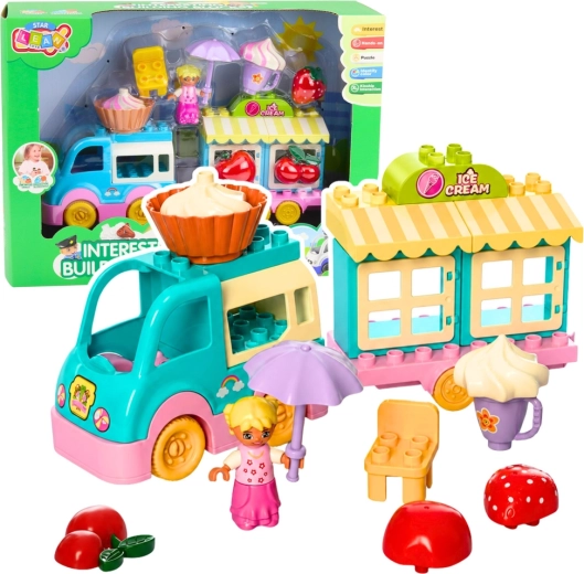 Baukasten: mobiles Eiswagen-Set mit Figur und Desserts