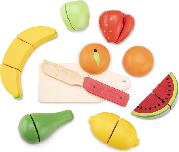 Holzkorb mit Obst zum Schneiden
