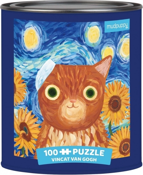 Puzzle Vincent van Gogh künstlerische Katzen 100 Teile in Blechdose