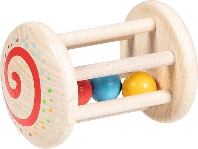 Hölzerne Fühlringe mit Rassel, Regenbogen – 1 Stück
