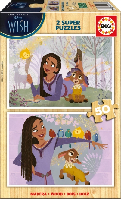 EDUCA Holzpuzzle Wünsche 2×50 Teile