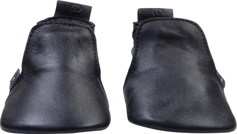 Lodger Stepper basic schwarze Lederkrabbelschuhe 3–6 Monate
