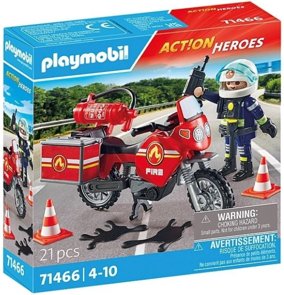 Playmobil Feuerwehr-Motorrad am Unfallort mit Figur