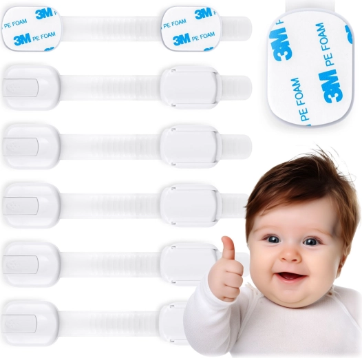 RICOKIDS Kindersicherungsriegel für Schränke, 6 Stk., weiß