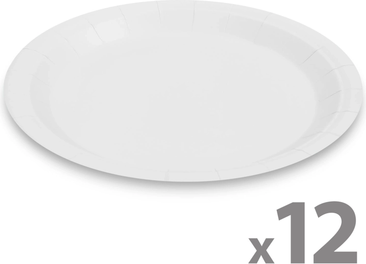 Set weißer Pappteller, 23 cm, 12 Stück