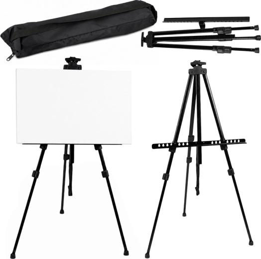 Metall-Malständer (Sztaluga) für Pleinair, Dreibeinstativ mit Tasche, schwarz 158 cm