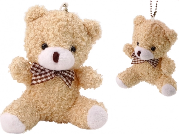 Cremiger Plüsch-Teddybär Kleiner kuscheliger Maskottchen-Schlüsselanhänger 10 cm