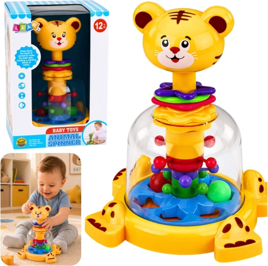 Interaktives Tiger-Spielzeug mit wirbelnden Kugeln für Babys
