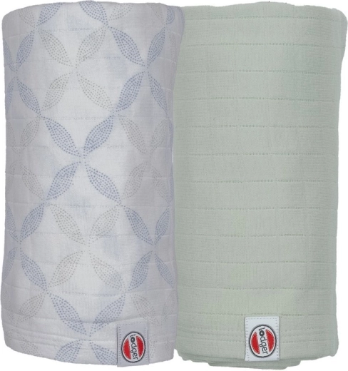 Lodger Swaddler aus Bio-Baumwolle Matcha peppermint/blue fogg 110 × 110 cm – 2 Stück