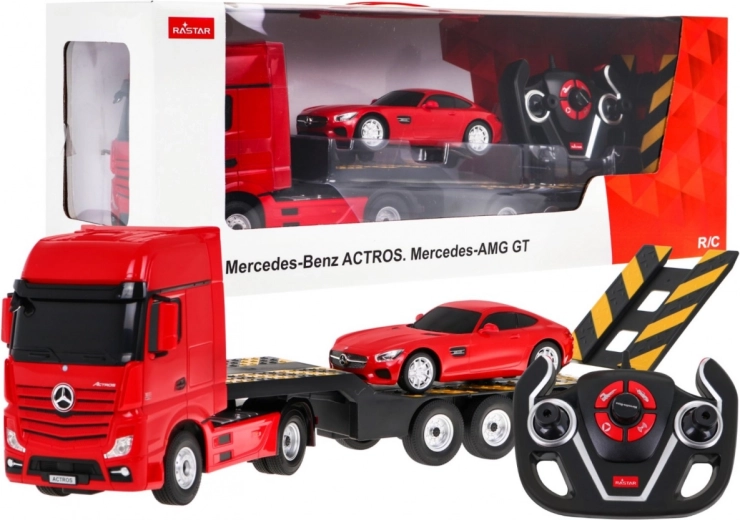 RC-Lkw Mercedes-Benz Actros mit Auflieger 1:26 + Mercedes-AMG GT 1:24