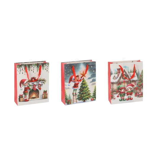 Geschenktasche Weihnachtswichtel 18 × 24 × 8 cm